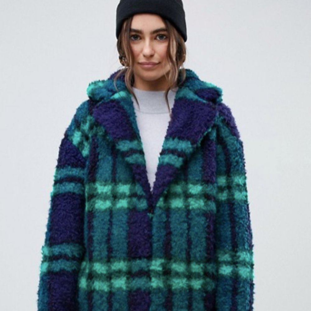 ASOS DESIGN check borg coat